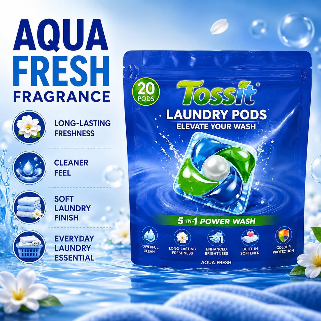 Tossit Laundry Pods (Aqua Fresh + Fresh Bloom)