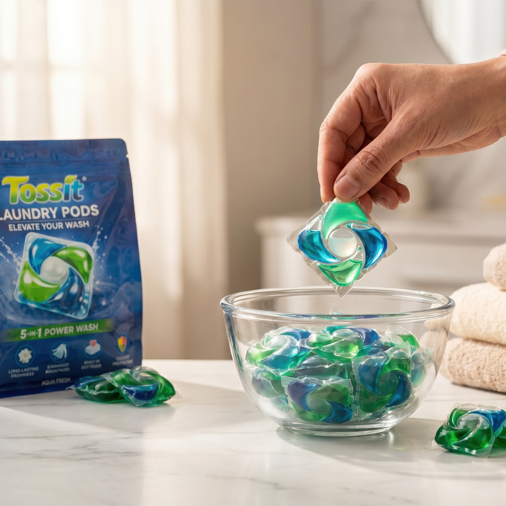 Tossit Laundry Pods – Aqua Fresh - Pack of 20 Secondary image